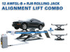 Atlas® Alignment Lift Combo - 12AWFSL-N Commercial Alignment Scissor Lift and (2) RJ-6 Rolling Jacks
