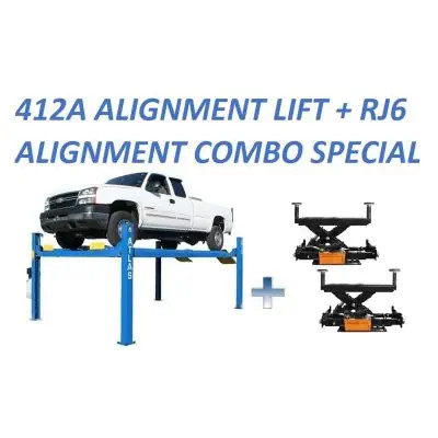 Atlas® Combo 412A /RJ6000 12,000 Lbs. 4 Post Alignment Lift- 2 Bridge Jacks included