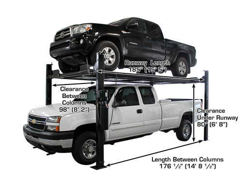 Atlas® Garage Pro 8000 EXT-L Portable 8,000 Lbs. Capacity 4 Post Lift (Extra Tall, Extra Long)