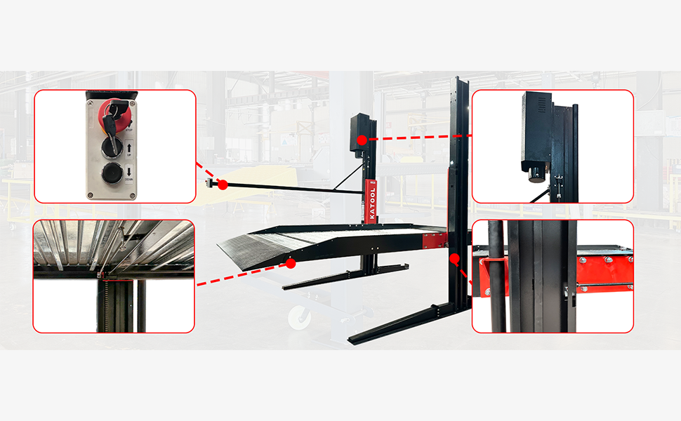 Katool KT-P2700 2 post floor plate parking lift -2 column parking lift car parking lift 6600 LBS pick up