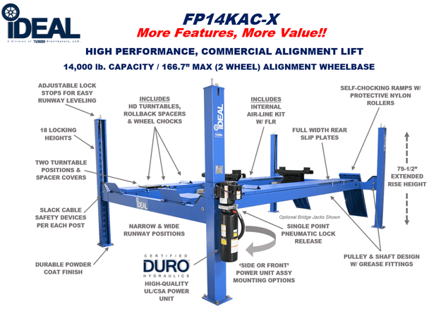 Ideal FP14KAC-X 14000lb Four Alignment Post Lift